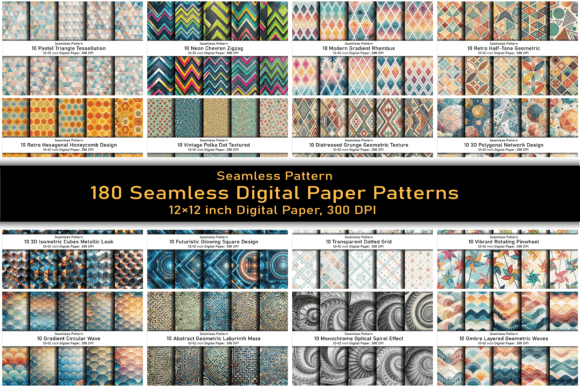 180 Geometric Digital Paper Patterns: Elevate Your Creative Projects with Seamless Backgrounds