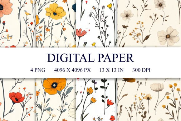 4 Wildflower Seamless Patterns