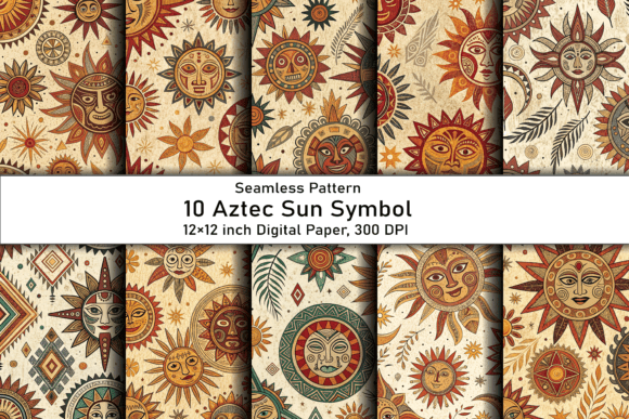 Aztec Sun Symbol Seamless Patterns: Elevating Design with Cultural Depth