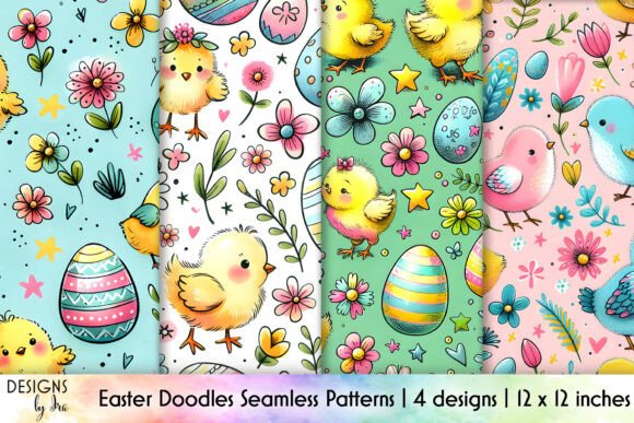 Cute Easter Chicks Seamless Patterns: Elevating Spring Designs with Hand-Drawn Charm