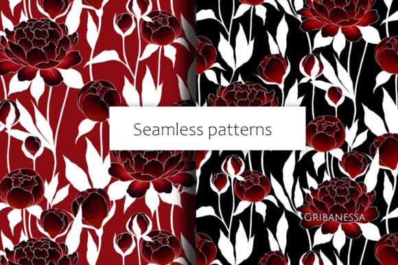 Dark Floral Peony Patterns