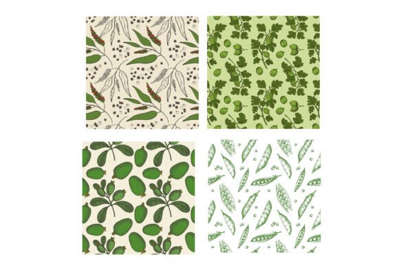 Green Seamless Patterns with Plants: Elevating Digital Design with Organic Vector Art