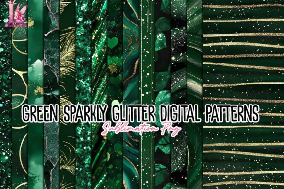 Green Sparkly Glitter Digital Patterns