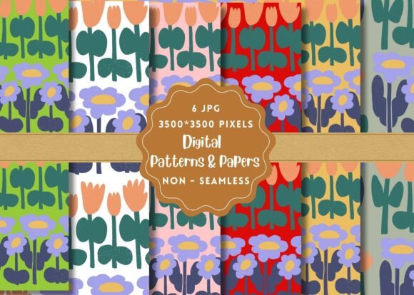 Pressed Florals Digital Paper Patterns