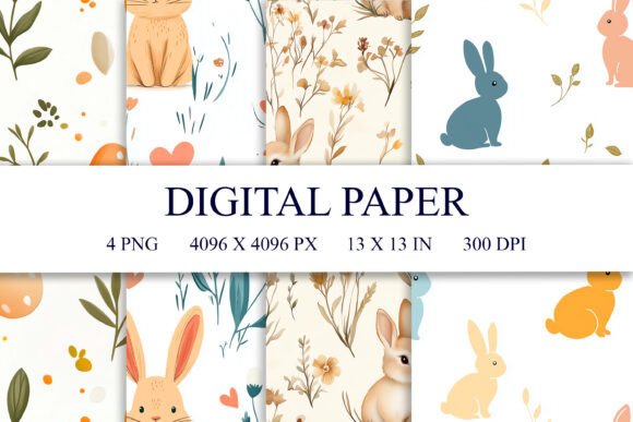 Unleash Your Creativity with Cute Easter Bunny Seamless Patterns and Colorful Digital Papers