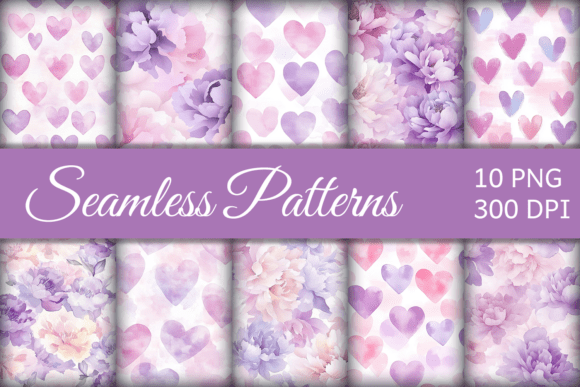 Valentine’s Day Heart Flower Patterns PNG – Versatile Designs for Creative Projects