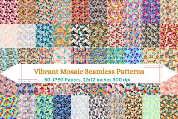 Vibrant Mosaic Seamless 50 Patterns